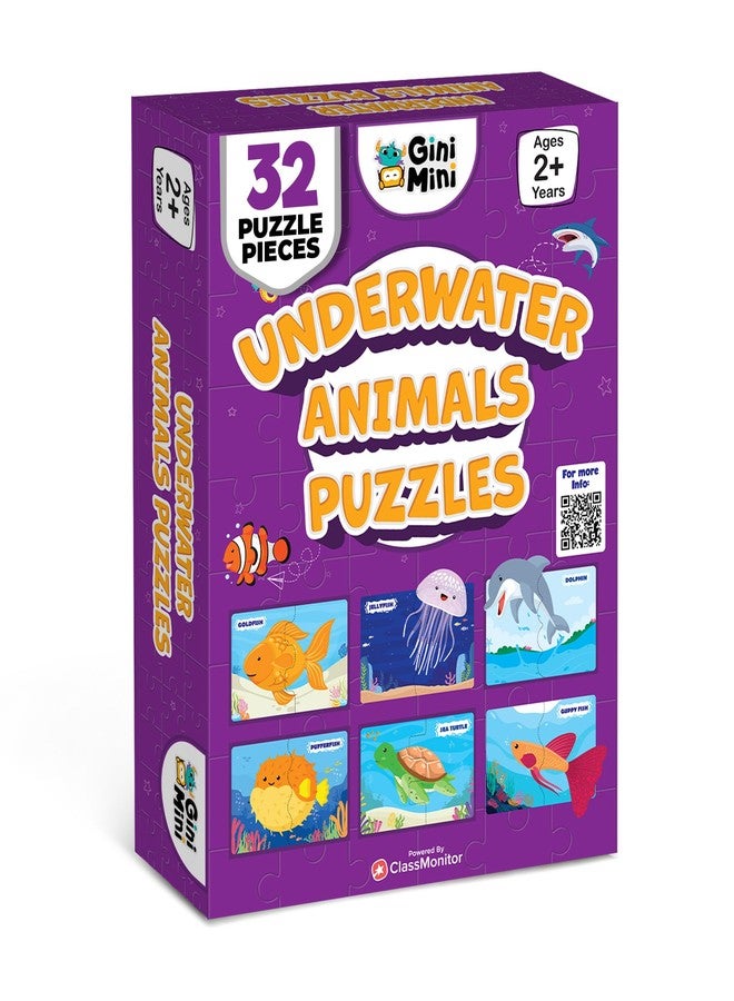 GiniMini Underwater Animals Puzzle for Kids 2 3 4 5 Years | Educational 2 Piece Puzzle for Memory & Motor Skills | Return & Birthday Gifts for Boys & Girls - Image 1